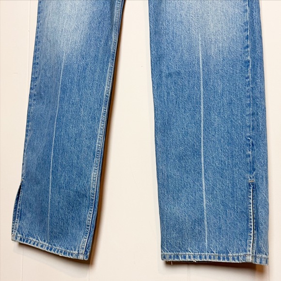 ANINE BING NWT Roy Mid Rise Relaxed Straight Leg Jeans 31 Nordic Blue split hem - Picture 5 of 13